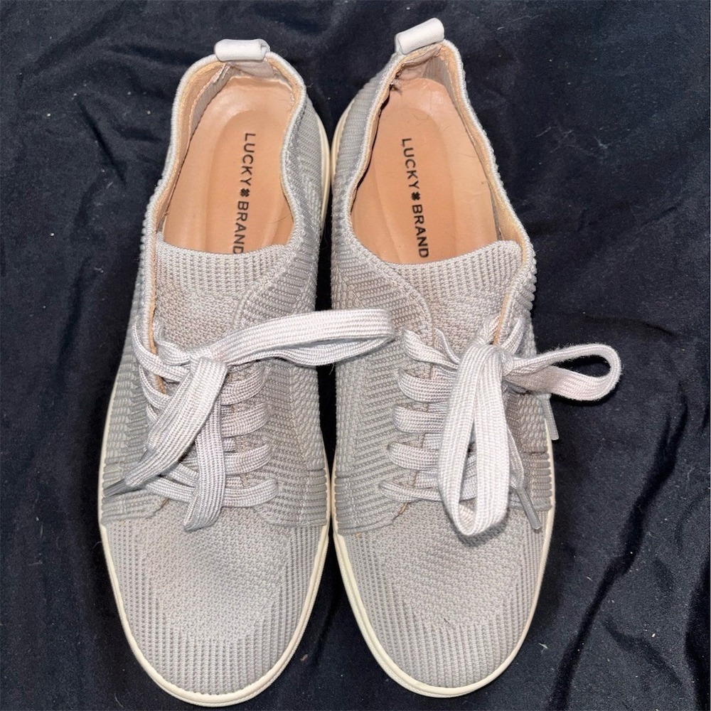 Lucky Brand Womens Lace-Up Casual Sneakers Gray Size 8 M (EU 38.5) Laddix‎ knit